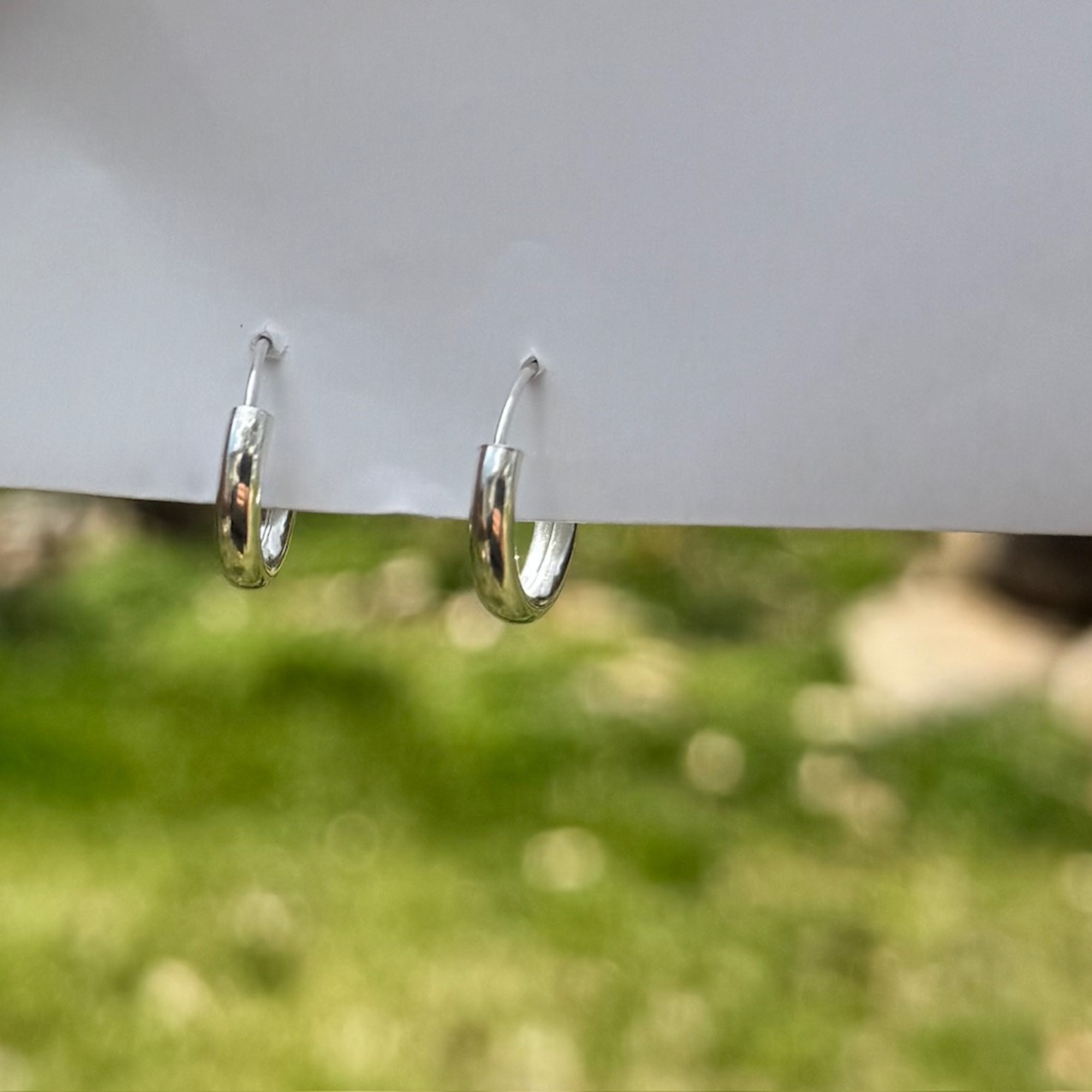 Endless loop closure. Sterling Silver Hoops 16 mm wide. nickel free.