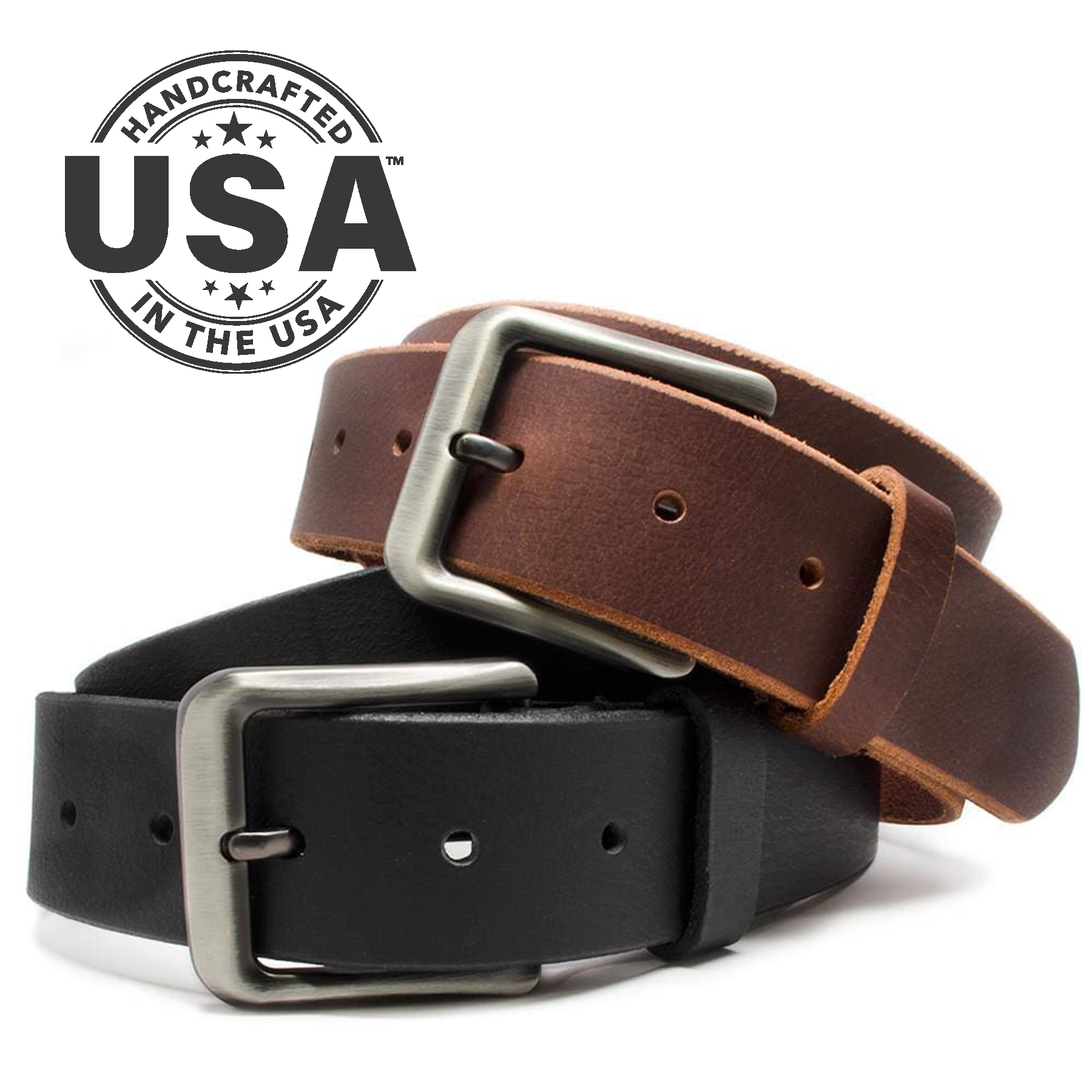 Appalachian Mountains Leather Belt Set by Nickel Smart. Handcrafted in the USA.