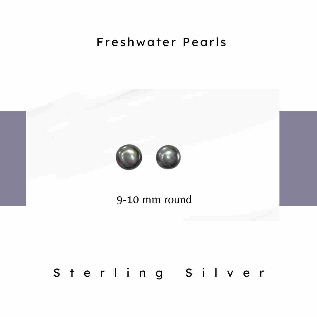 Freshwater pearls. 9-10mm round. Sterling silver.