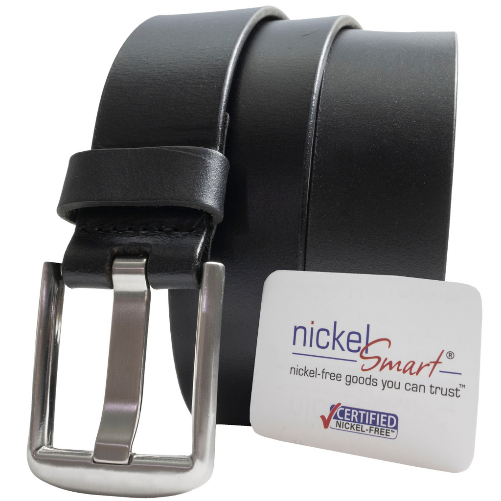 Black Wide Pin Belt. Shiny black strap with curved wide pin style buckle 