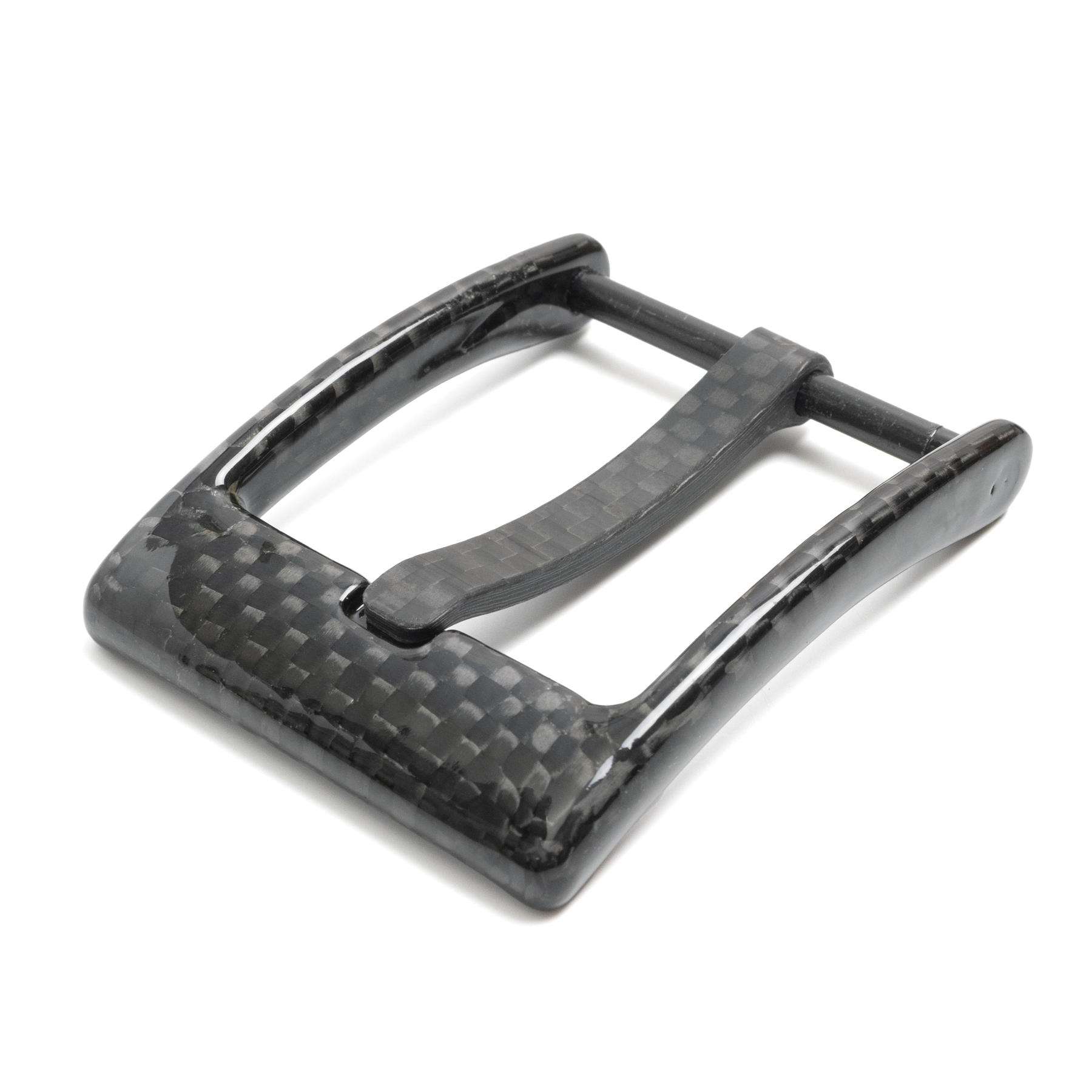 Carbon Fiber Square Wide Pin Buckle (1.38"). Black carbon fiber weave belt buckle.