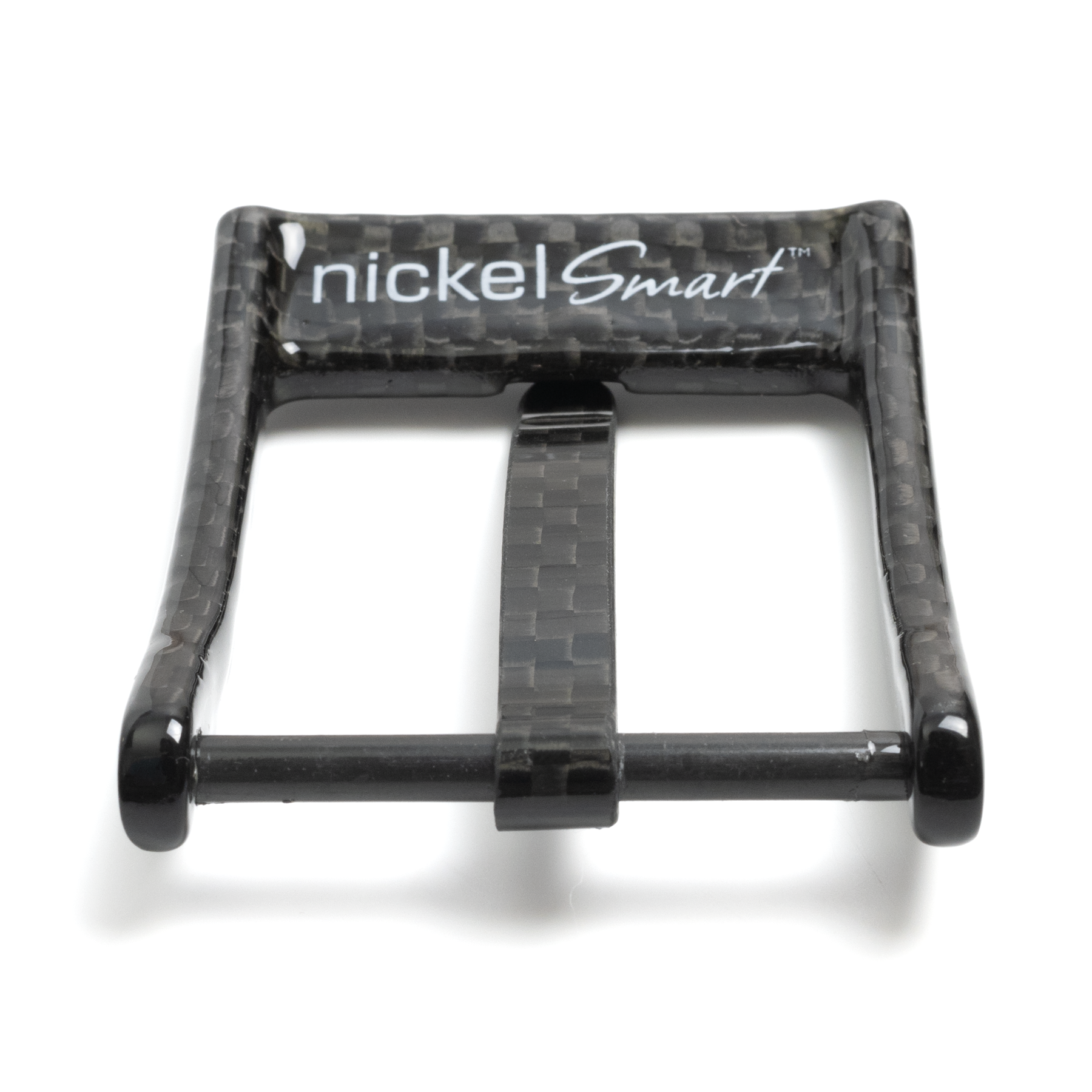 Carbon Fiber Square Wide Pin Buckle upside down. Extra wide single prong.