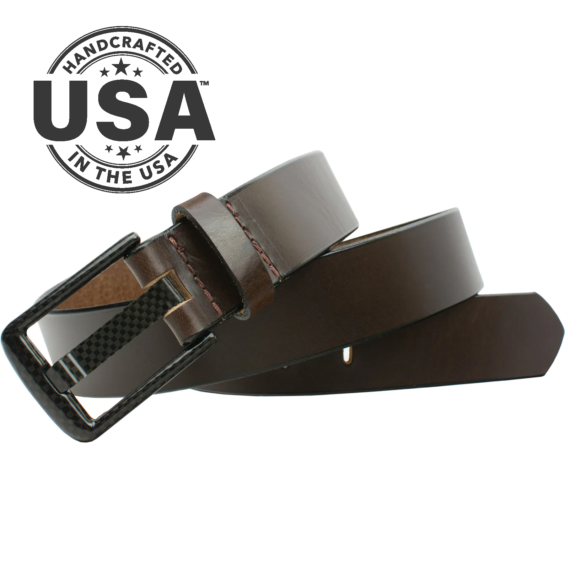 Carbon Fiber Wide Pin Brown Belt. Handcrafted in the USA.