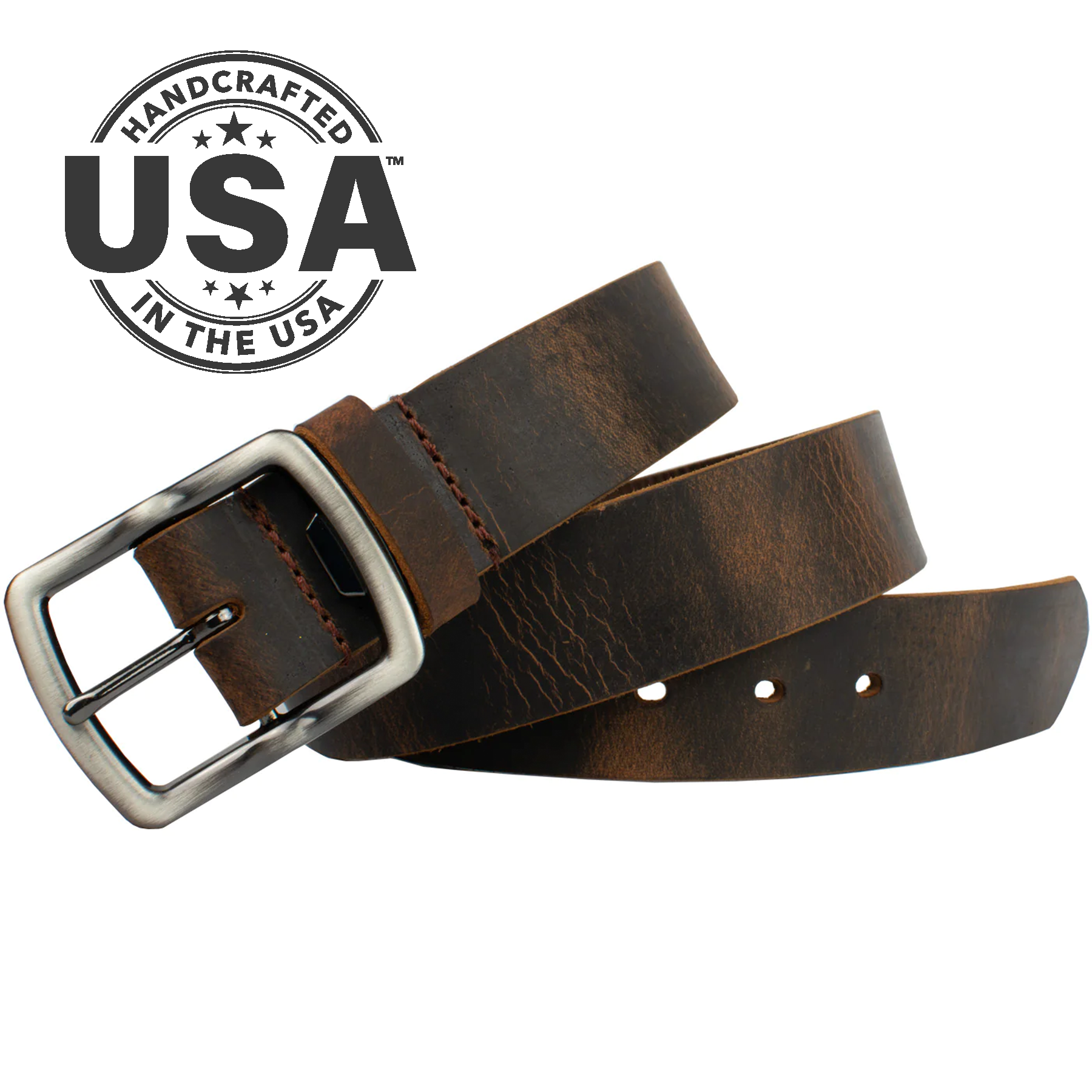 Rocky River Distressed Brown Belt | Handcrafted in the USA