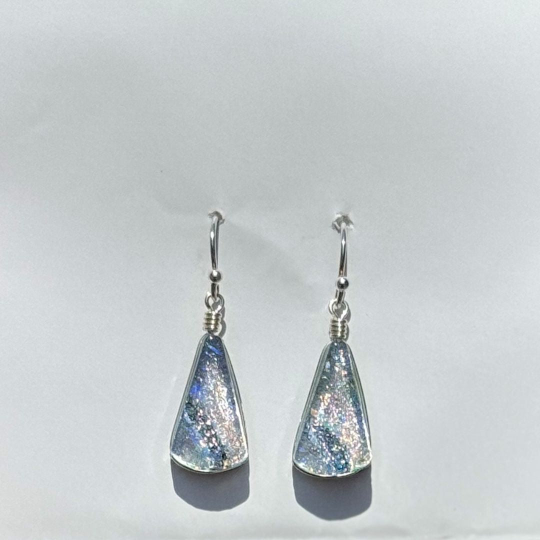 Window Waterfalls Earrings - Silver by Nickel Smart. Triangular dangle earrings. Nickel free glass.