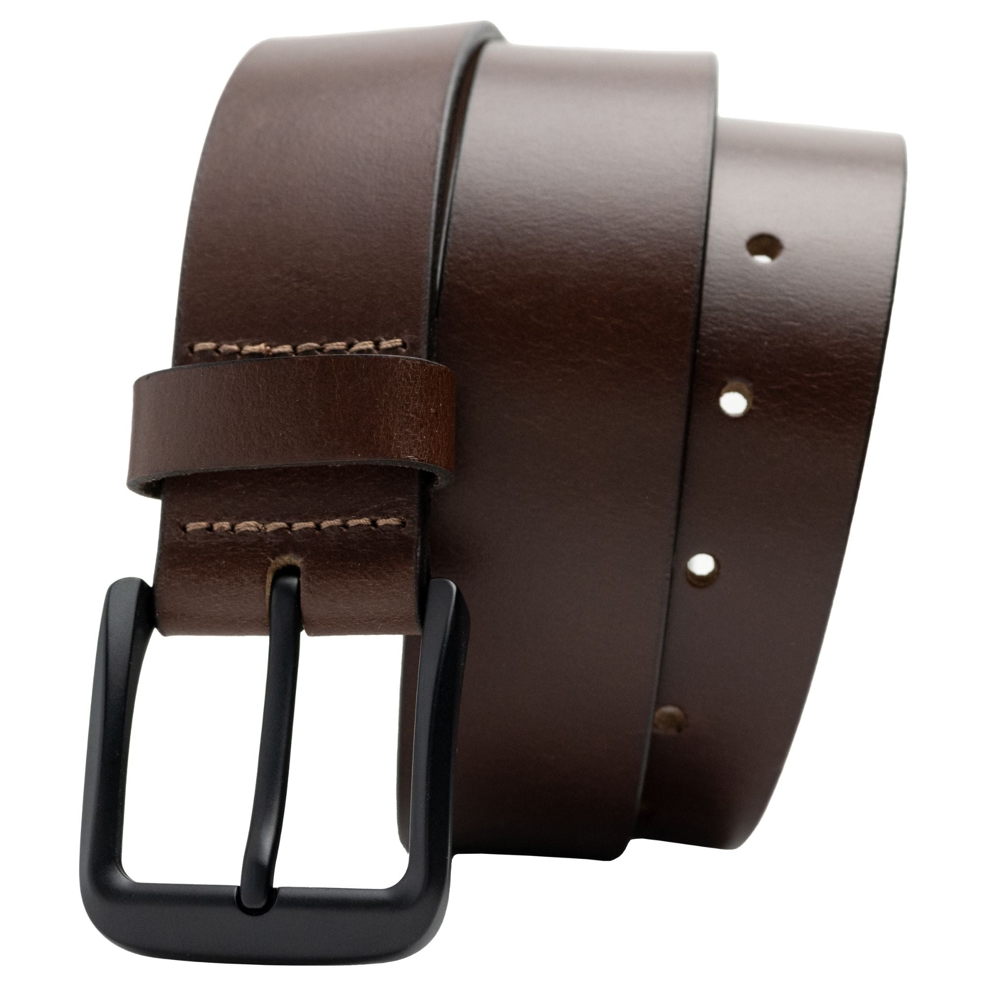 Cold Mountain Brown Belt | Rich brown leather strap and black square buckle