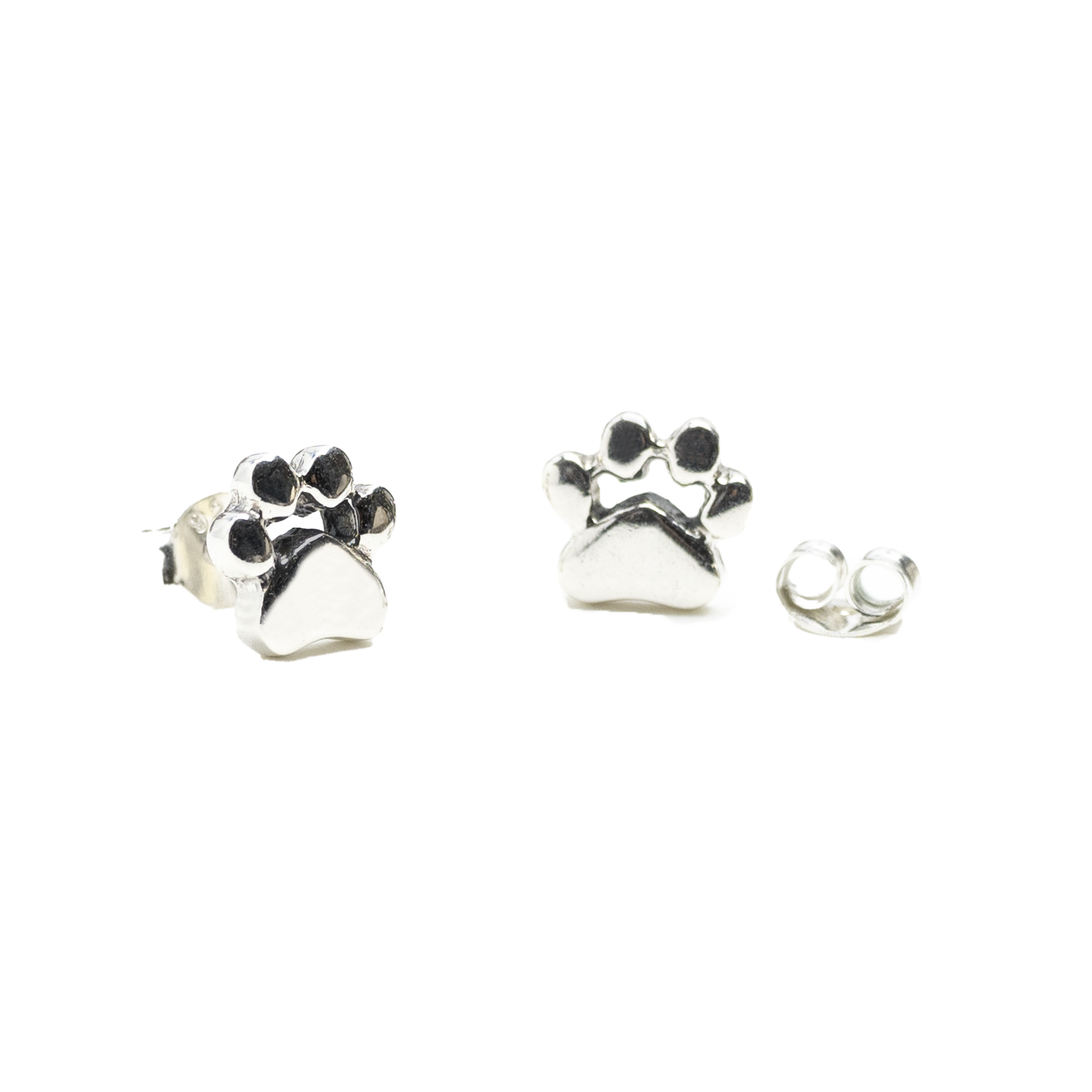 Pawsitively Perfect Paw Earrings by Nickel Smart. Small silver stud paw-shaped earrings.