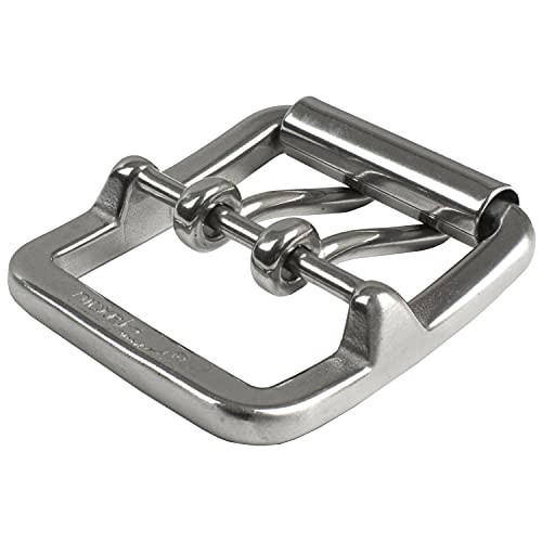 Stainless Steel Double Pin Roller Buckle. Reverse side of buckle shows engraved Nickel Smart logo.