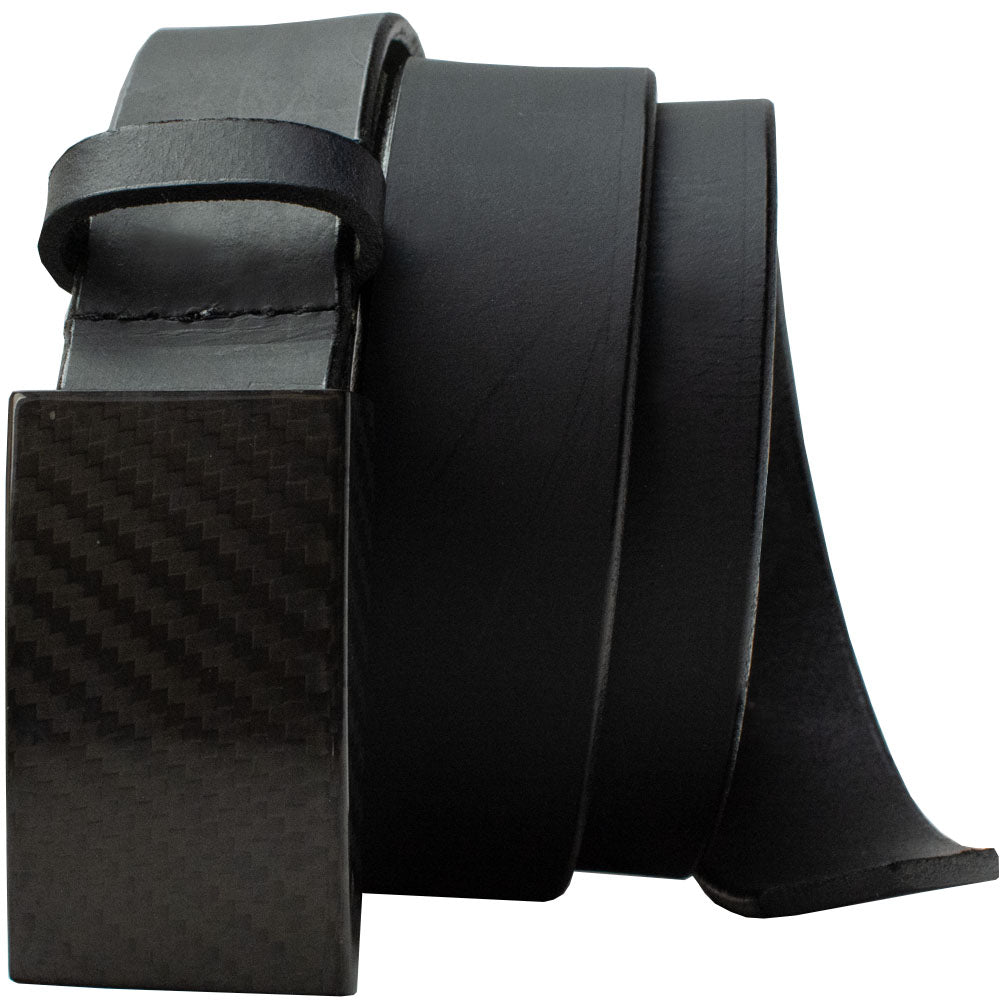 CF 2.0 Black Belt by Nickel Smart. All-black style. Sleek black strap, rectangular black buckle.