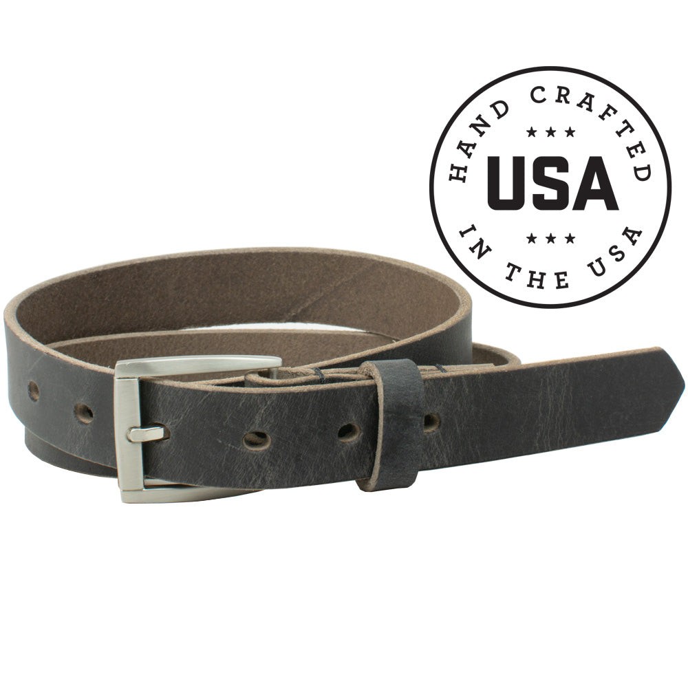 Child's Smoky Mountain Distressed Leather Belt (Gray). Handcrafted in the USA. Casual kid's belt.