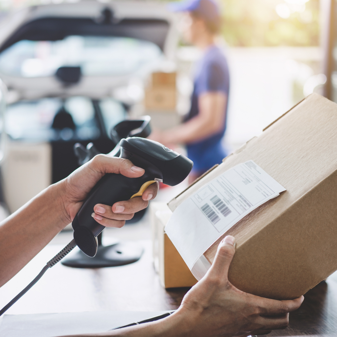 Image of package label being scanned.