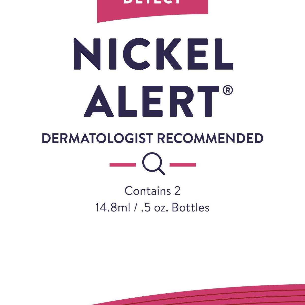 Nickel Alert 2-pack packaging. Dermatologist recommended. Contains 2 14.8ml bottles.