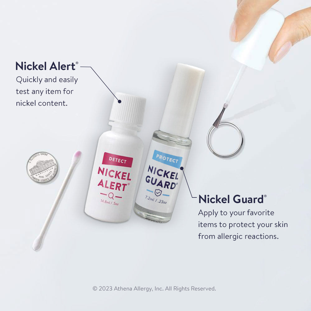 Nickel Alert: easily test any metal for nickel. Nickel Guard: protect skin from allergic reactions.