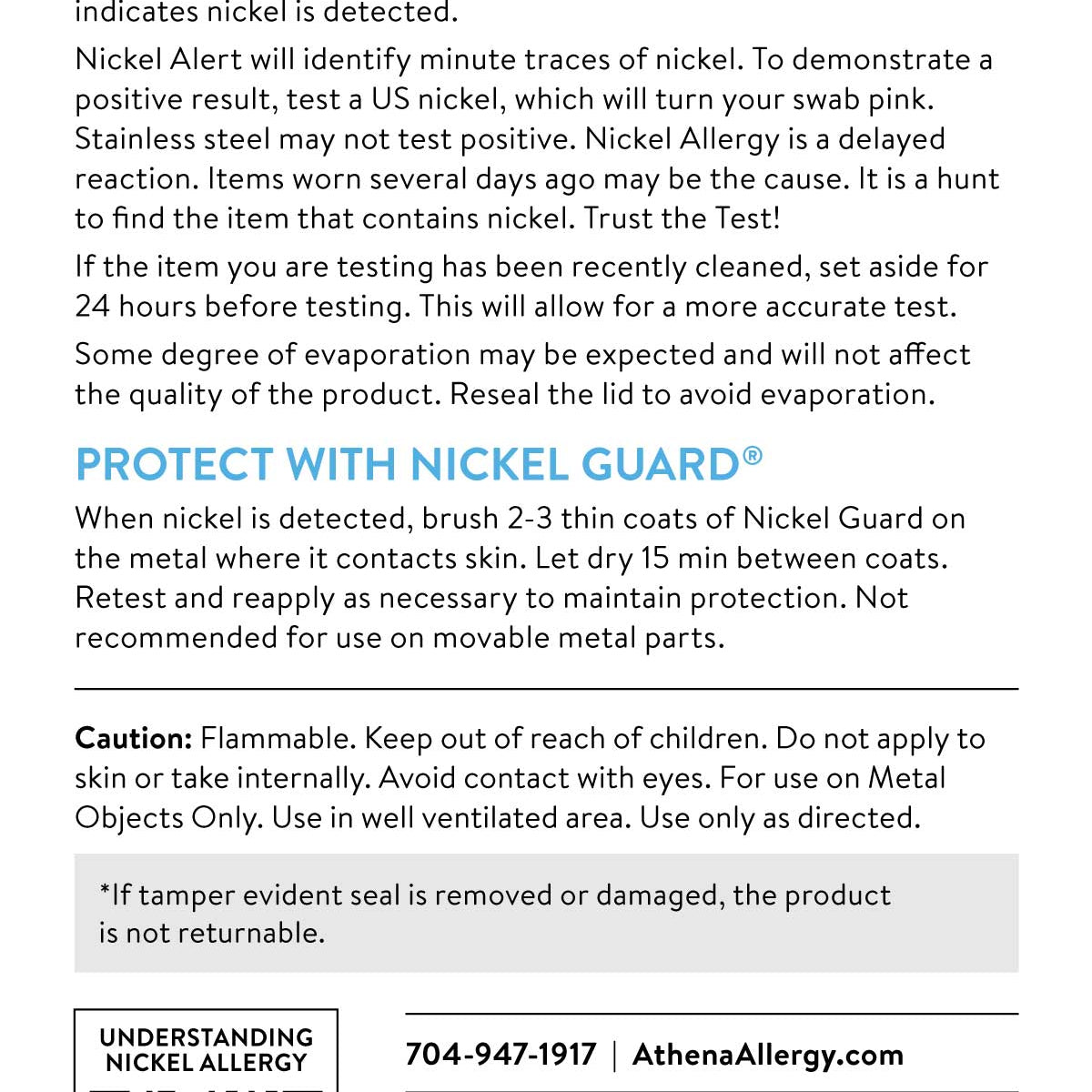 Nickel Solution directions. Detect with Nickel Alert, protect with Nickel Guard.