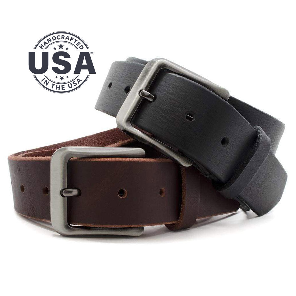 Appalachian Mountains Titanium Belt Set. Handcrafted in USA.  Titanium buckles stitched to strap.