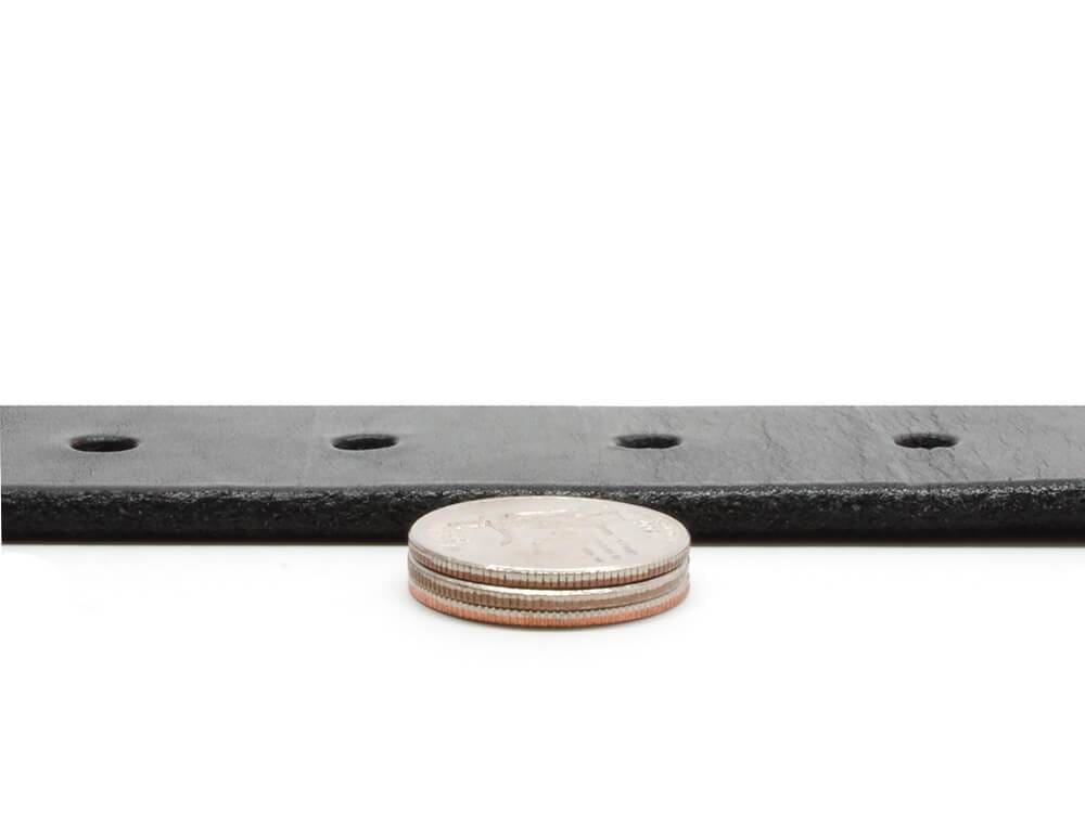 AJ's Gun Belt. Belt width is 1 ½ inches (38mm). Here strap is shown as three US quarters coins thick (¼").