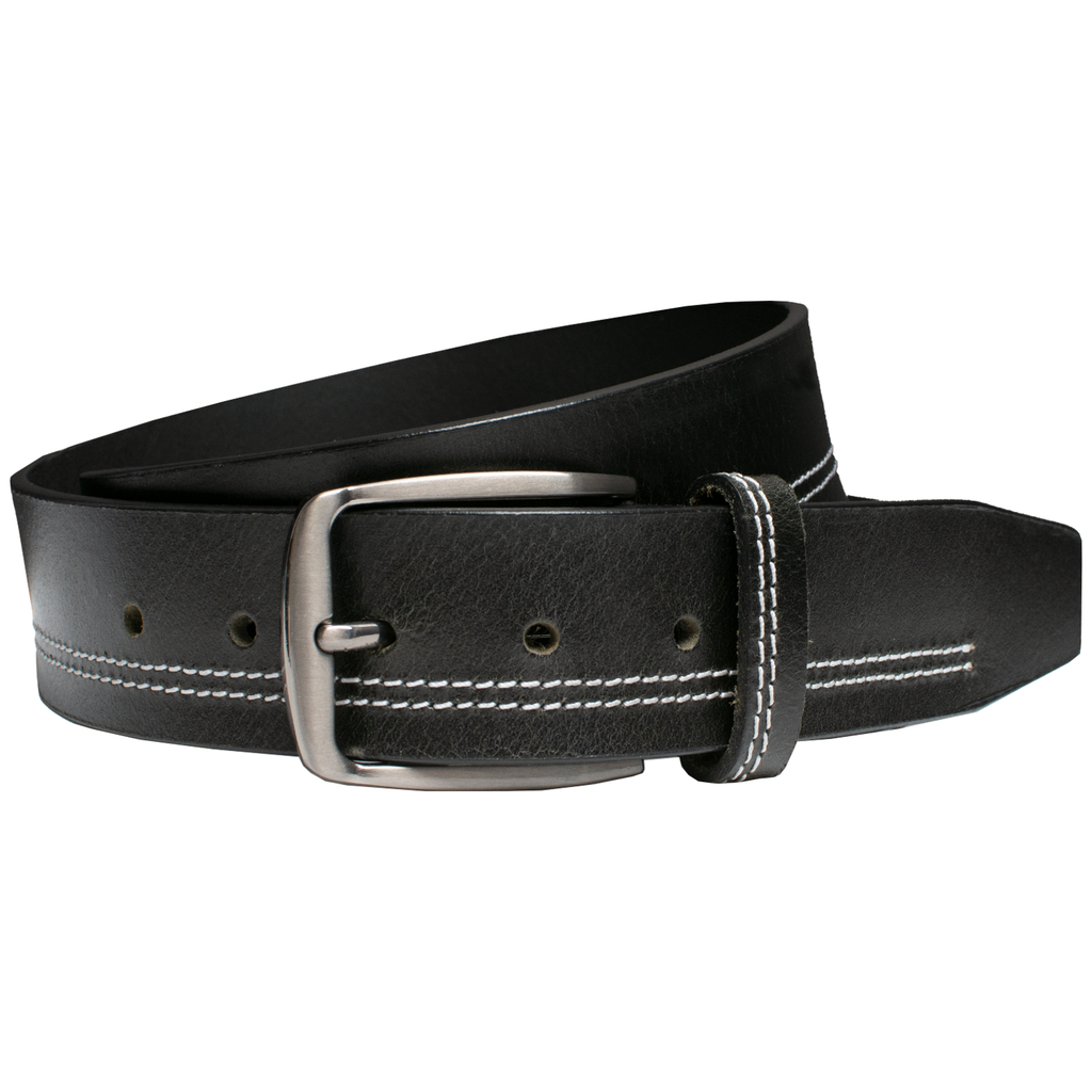 Millennial Black Belt (Stitched) | Slim zinc alloy buckle, full grain black strap