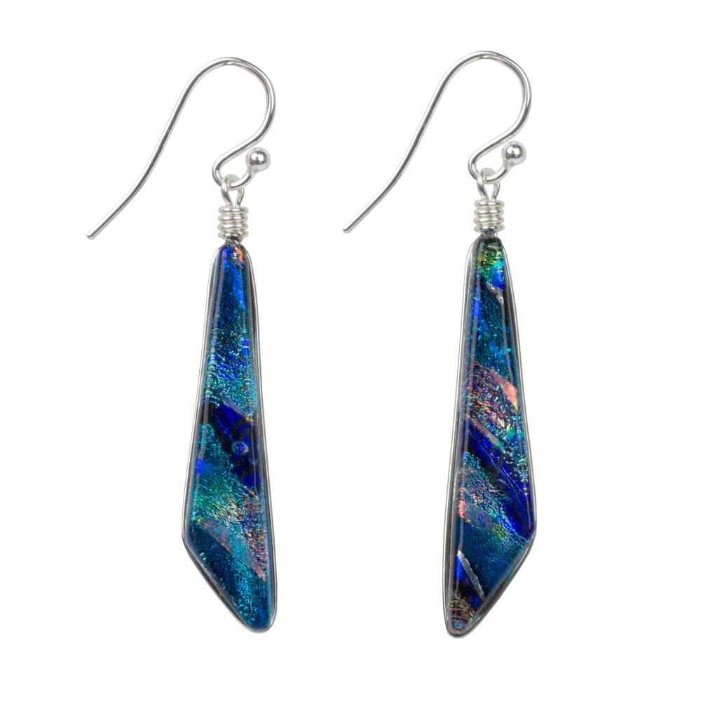 Cascades Earrings - Rainbow Blue. Hypoallergenic earrings in predominately blue with silvery backs.