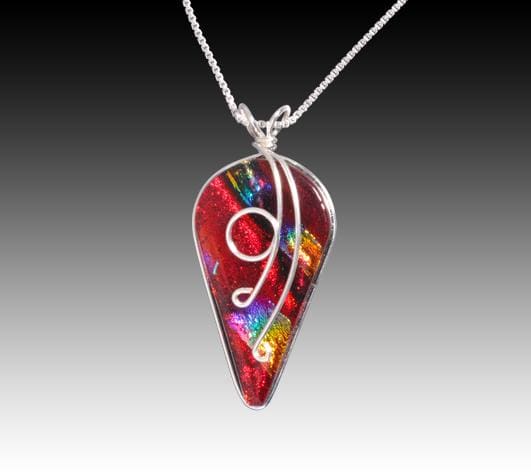 Ivy Pendant - Rainbow Red. Hypoallergenic pendant that can be slid onto a nickel-free chain/choker.