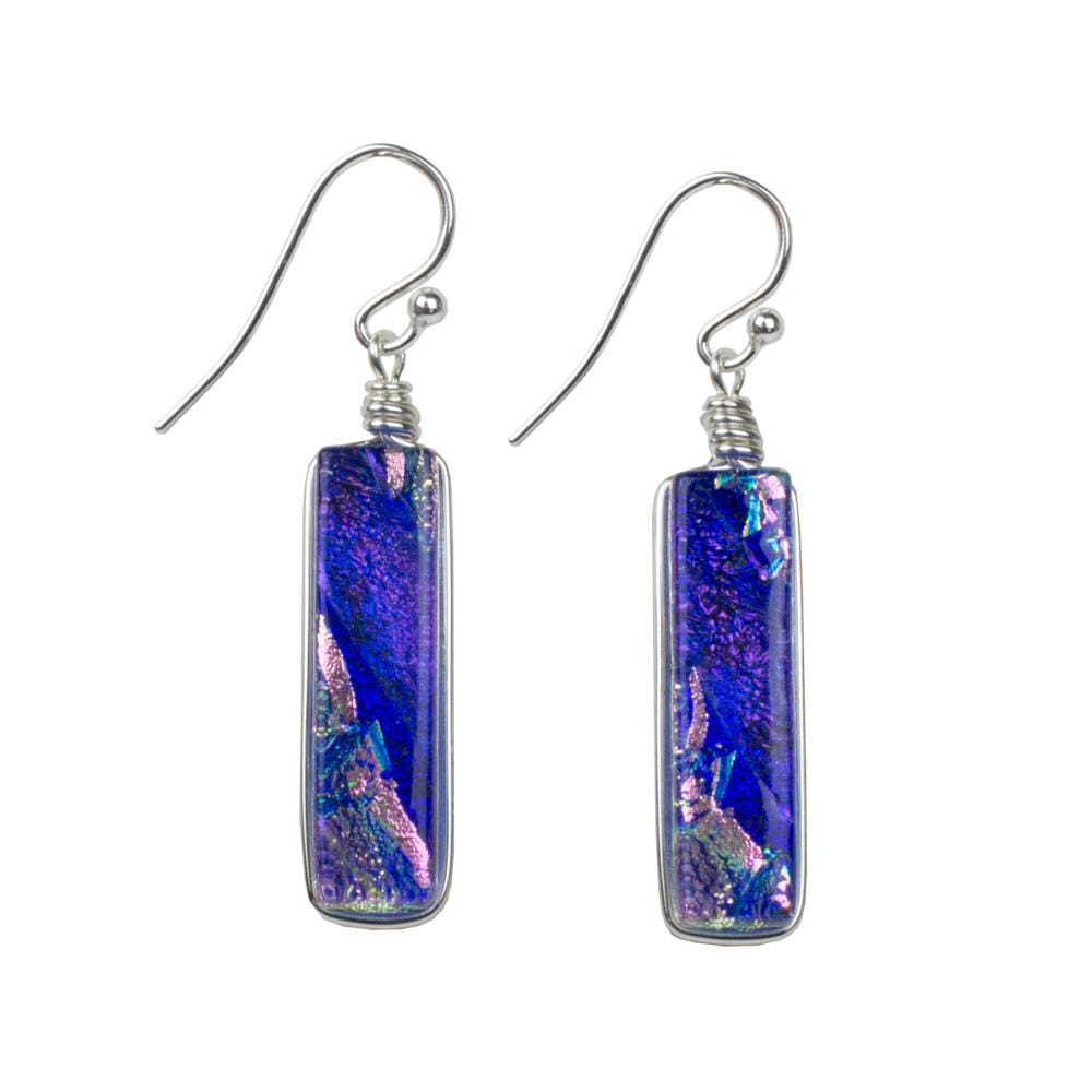 Looking Glass Falls Earrings - Lilac by Nickel Smart. Bright purple columnar earrings; silvery backs