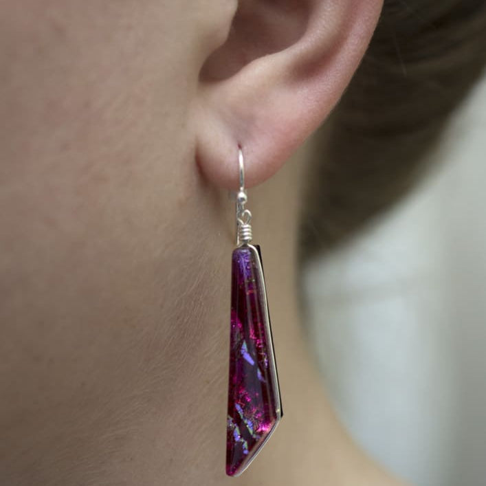 Merry Waterfalls Earrings on model. No nickel rash! Hypoallergenic materials. 1¾" (44 mm) in length.