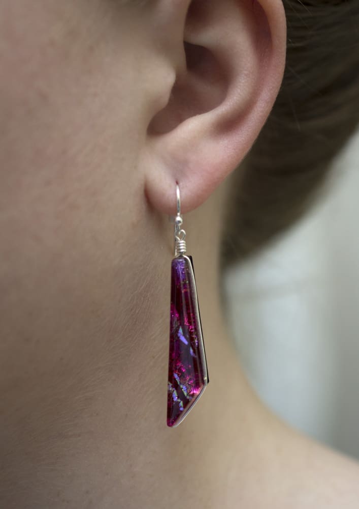 Merry Waterfalls Earrings on model. No nickel rash! Hypoallergenic materials. 1¾" (44 mm) in length.