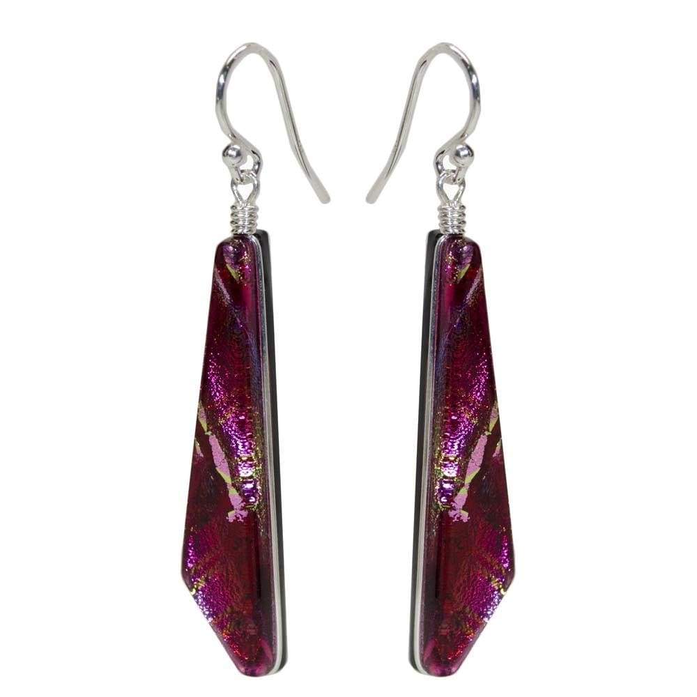 Merry Waterfalls Earrings. Each earring's coloration is unique. Some are bright pink, some darker.