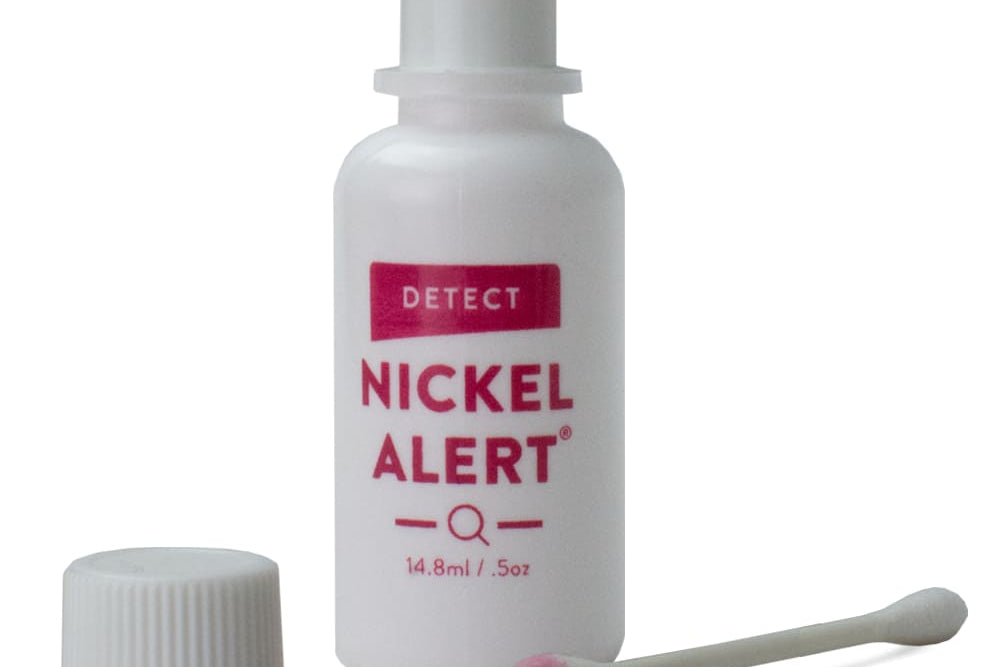 Nickel Alert single pack. Single bottle; pink on cotton swab indicates nickel in coins.
