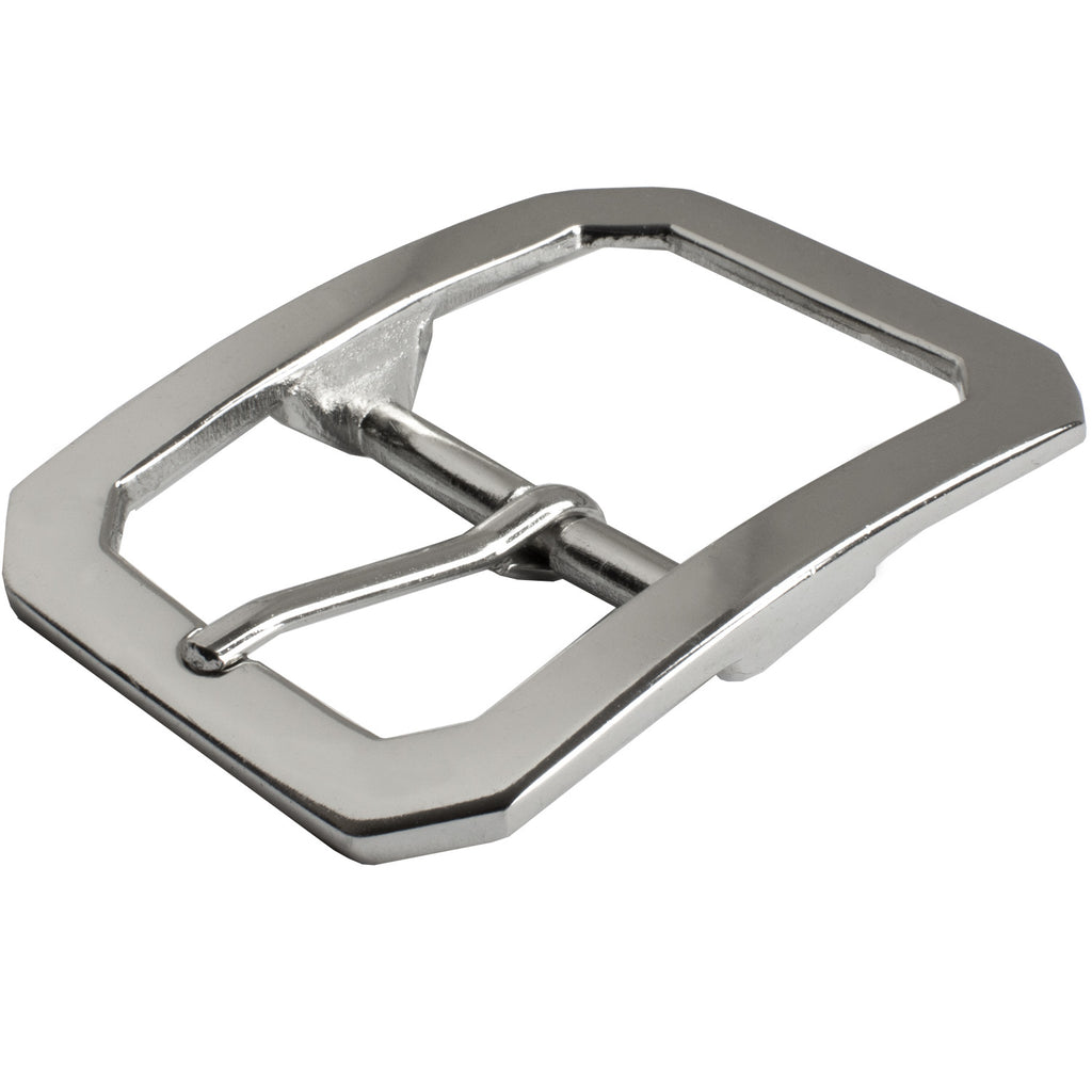 Western Chip Buckle by Nickel Zero. Rectangular center-bar buckle with cut corners. Zinc alloy.