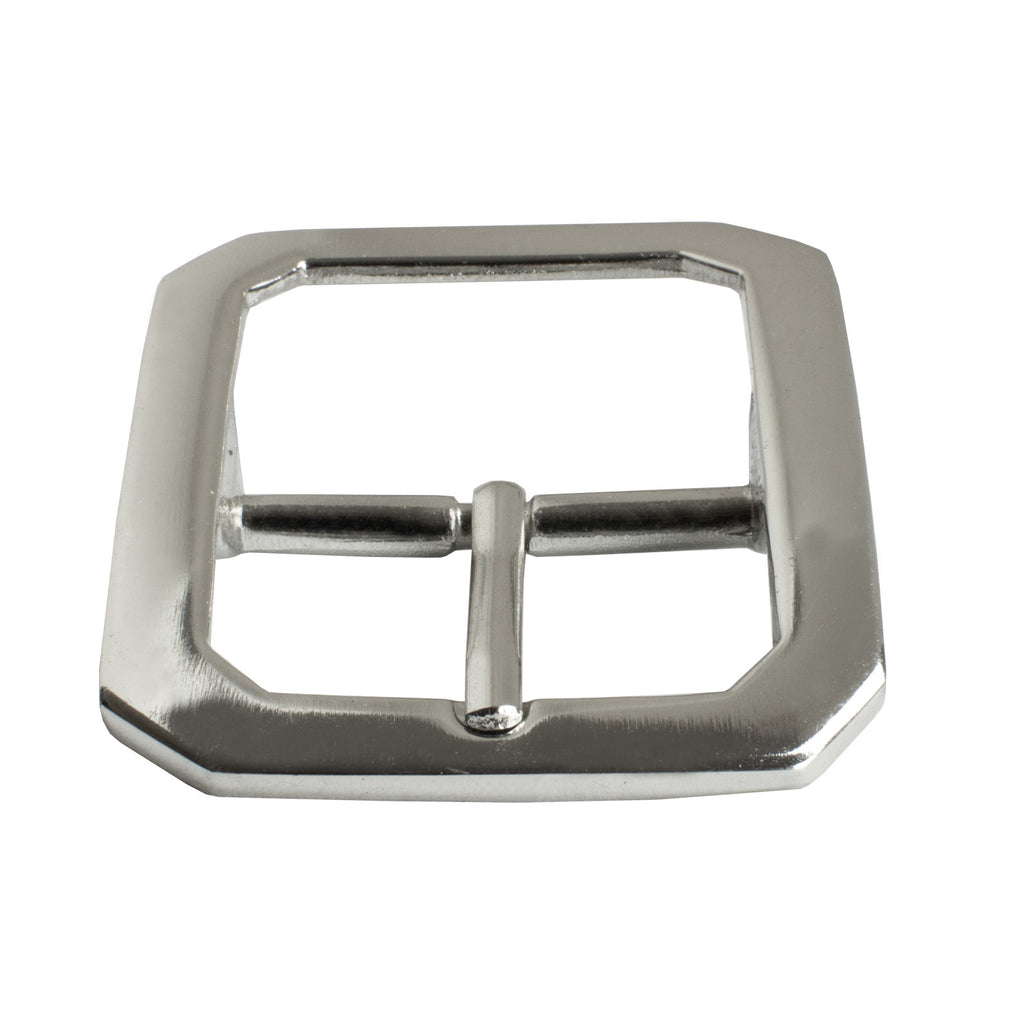 Western Chip Buckle. Polished bright silver finish. Nickel-free belt buckle fits 1½" (38mm) straps.