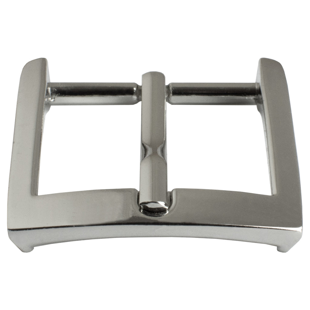 Uptown Buckle. Nickel-free zinc alloy buckle. Polished silver-tone finish.