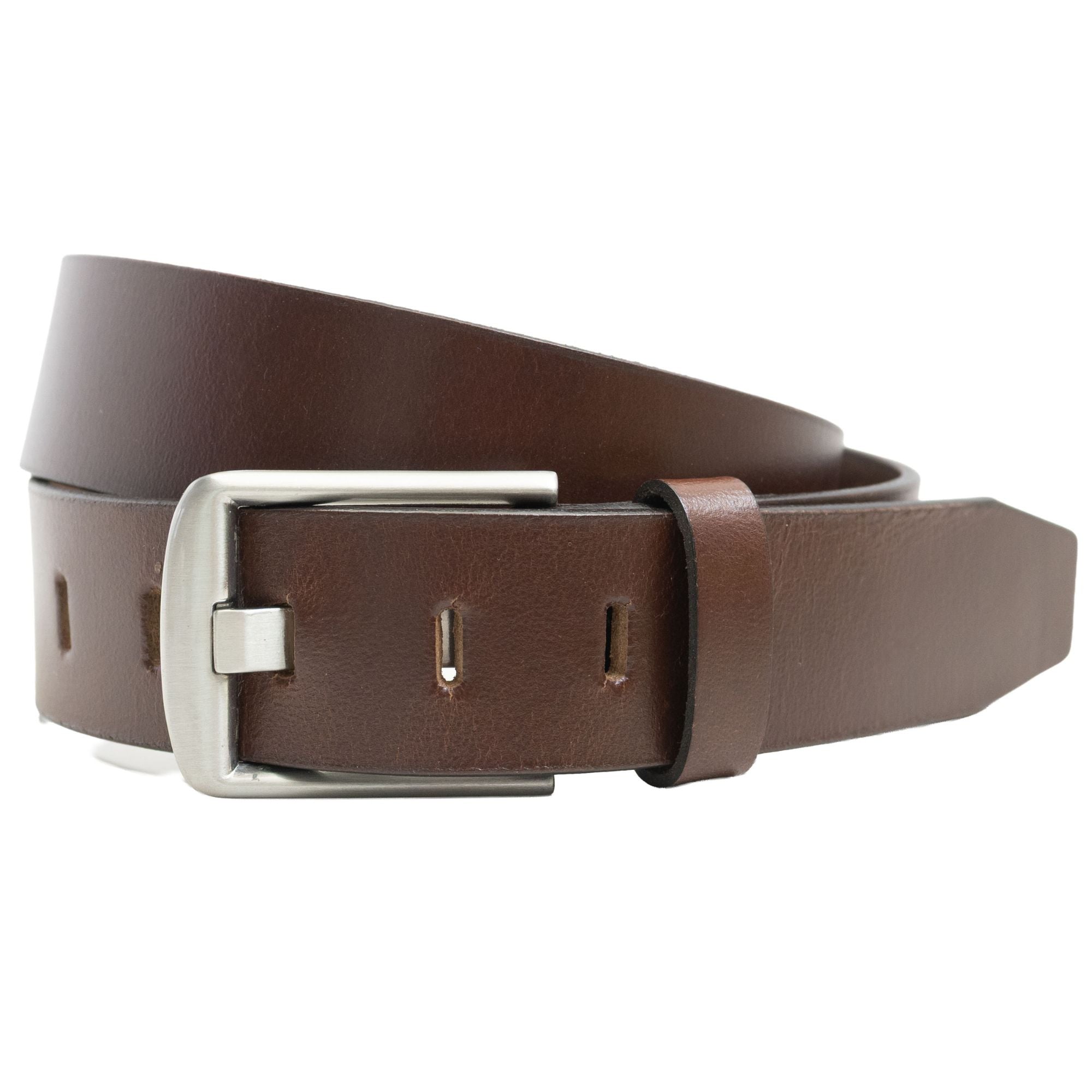 Brown Wide Pin Leather Belt | Nickel Free & Hypoallergenic Buckle