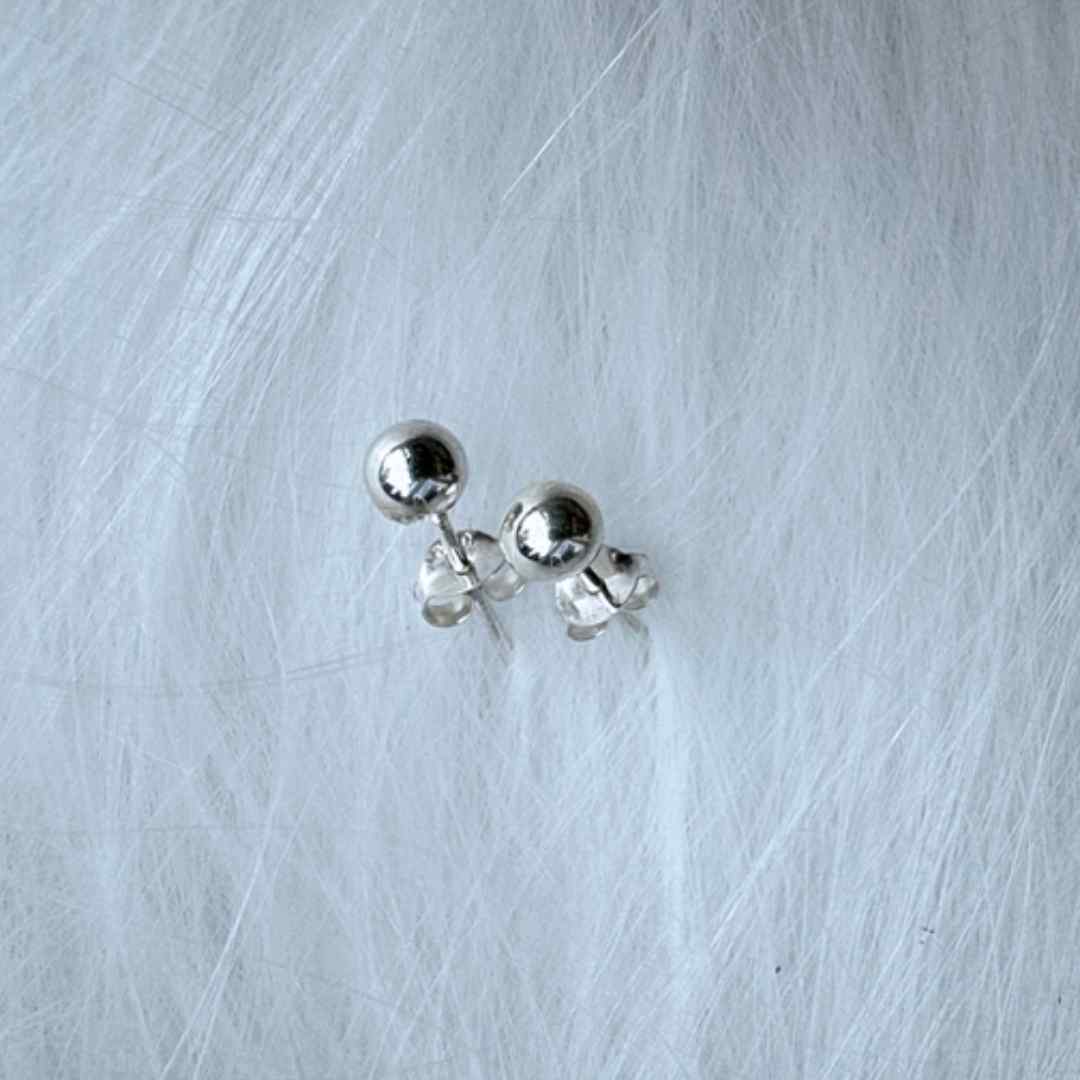 ball earrings made from sterling silver 5-6 mm wide. hypoallergenic and nickel free