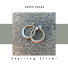 20 mm sterling silver hoop earrings.  traditional clasp closure. Hypoallergenic. nickel free