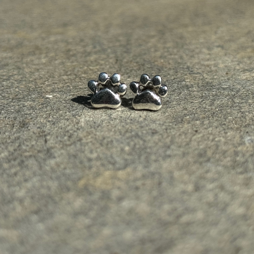 Pawsitively Perfect Paw Earrings by Nickel Smart. Shiny sterling silver dog or cat pawprint studs.