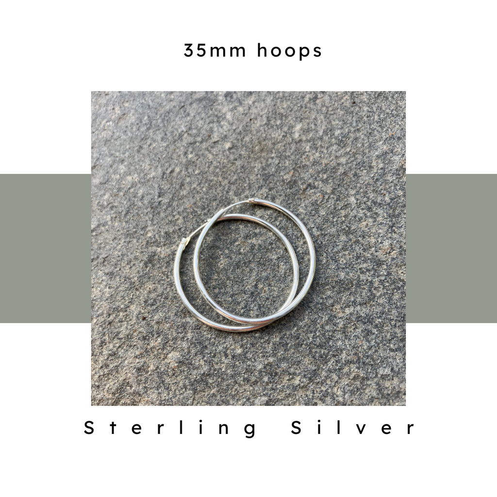 Sterling Silver Hoops by Nickel Smart 35mm Hypoallergenic Earrings