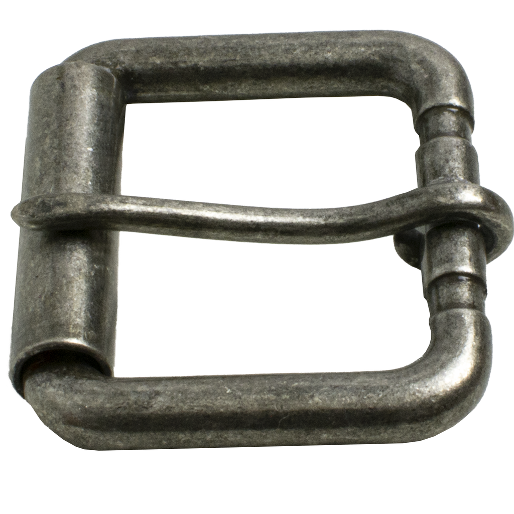 1.5 inch roller buckle, nickel free, hypoallergenic, rectangular, natural silver finish