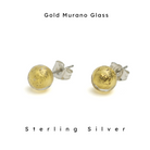 5-6 mm light gold Murano glass ball earrings with butterfly backing. Nickel Smart. Hypoallergenic.