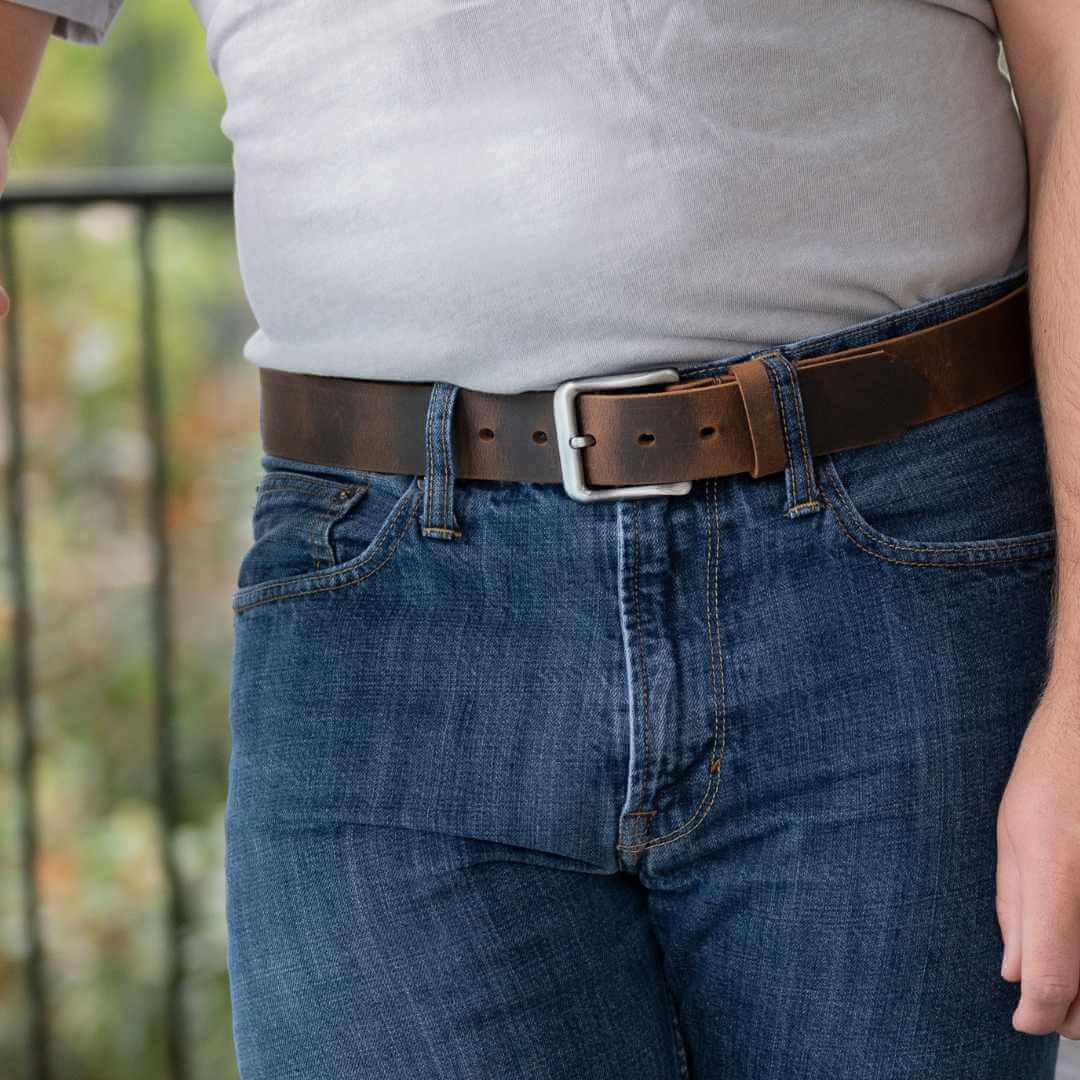 Roan Mountain Distressed Leather Belt, Nickel Free Belt