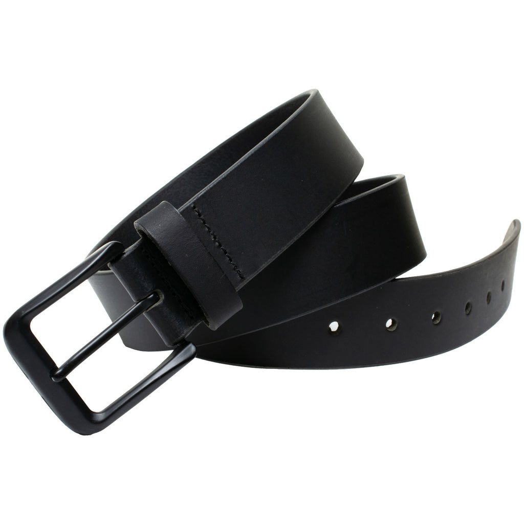 Black Mountain Belt by Nickel Smart. All-black style. Solid genuine leather black strap.