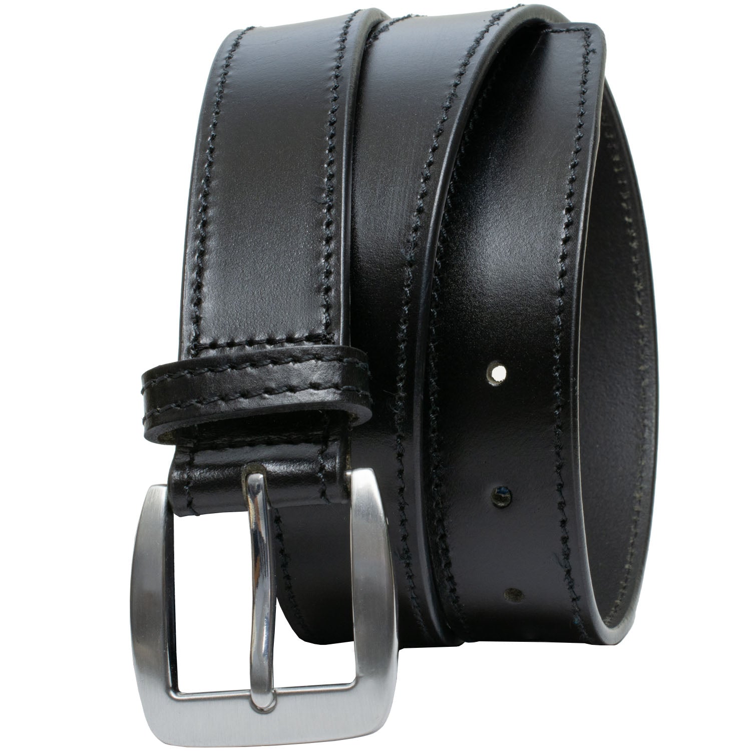 Metal-Free Leather Belt For Men - Hypoallergenic No Nickel Buckle, TSA Approved Dress & Casual