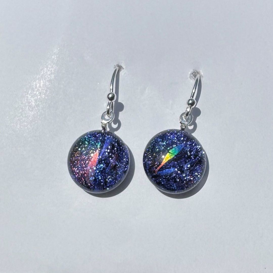 Jupiter Nickel Free Earrings - Out of this World Dichroic Glass!