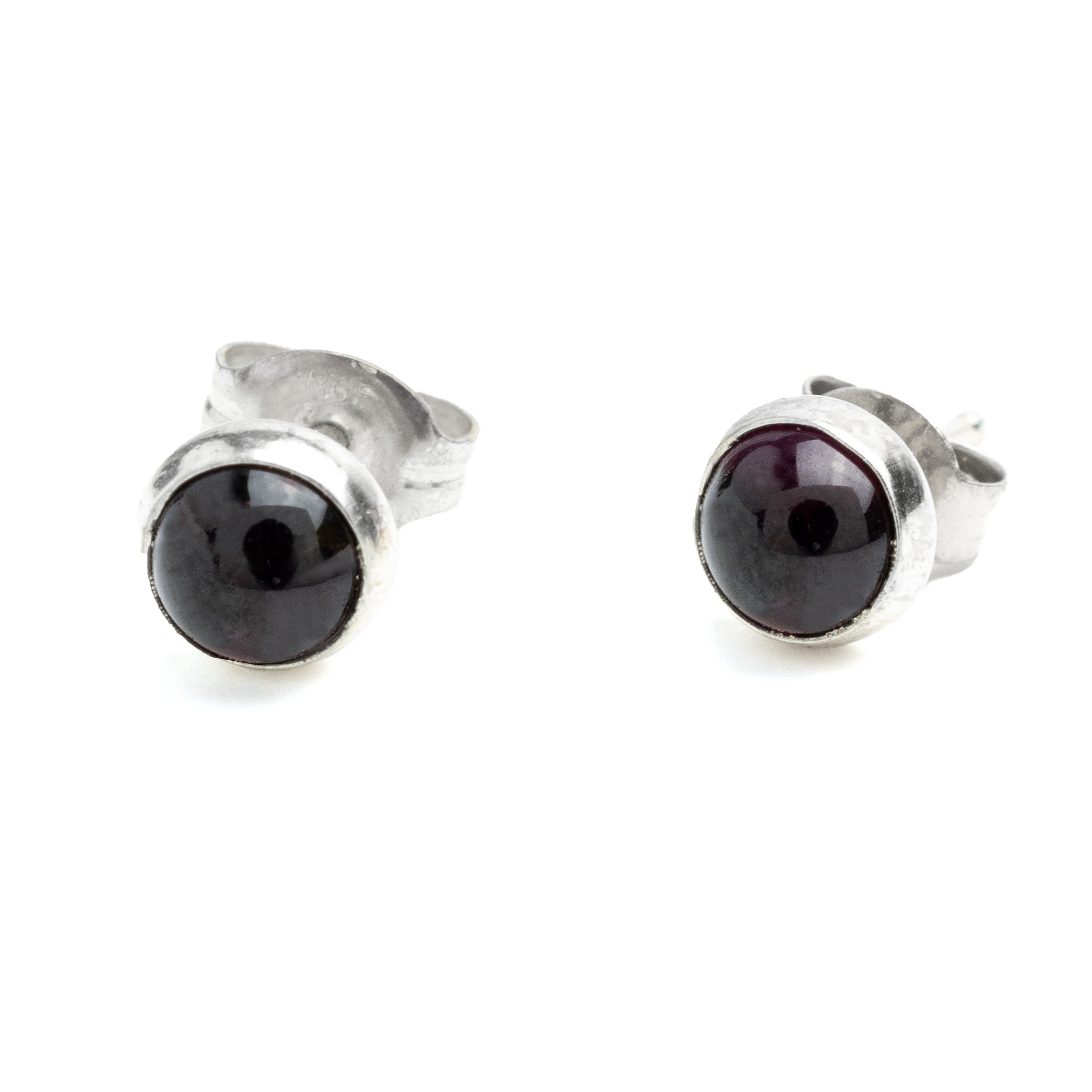 Aubergine Bezel Earrings by Nickel Smart. Deep purple posts look almost red in certain light.