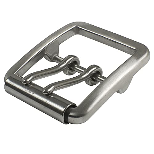Stainless Steel Double Pin Roller Buckle by Nickel Smart. Silver-tone square buckle; double prongs.