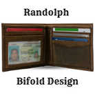 Image of Randolph Wallet, Brown Distressed Leather, Bifold Wallet, only 1/2 inch thick