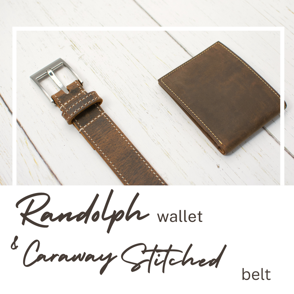 caraway mountain leather belt with Randolph wallet 