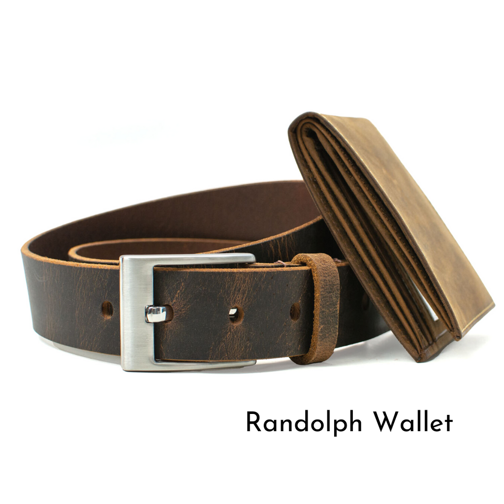 caraway mountain leather belt with Randolph wallet. Durable leather.