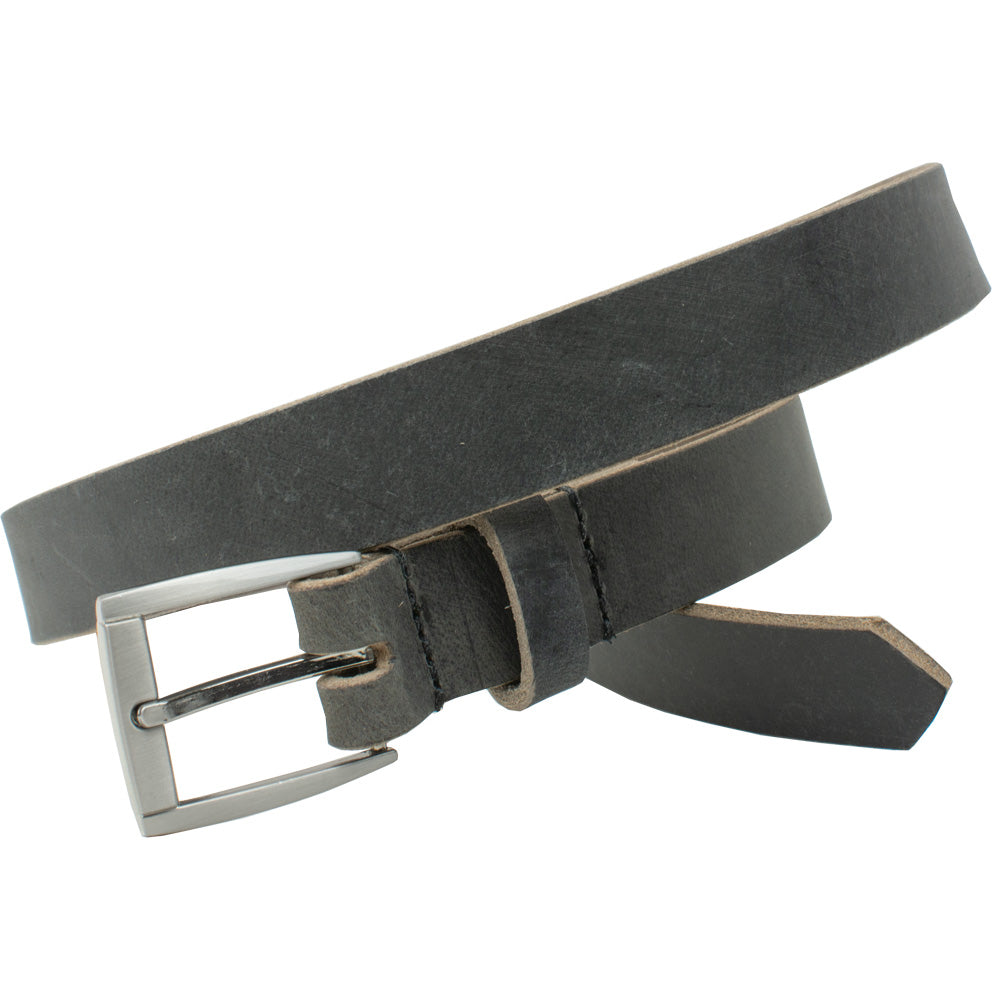 Child's Smoky Mountain Distressed Leather Belt (Gray). Buckle stitched to distressed leather strap.
