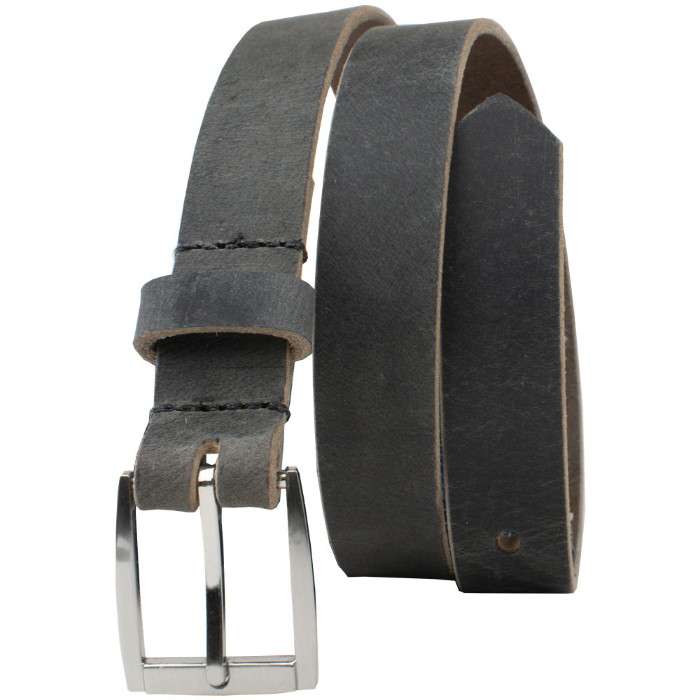 Child's Smoky Mountain Distressed Leather Belt (Gray) by Nickel Smart. Thin gray strap; zinc buckle.