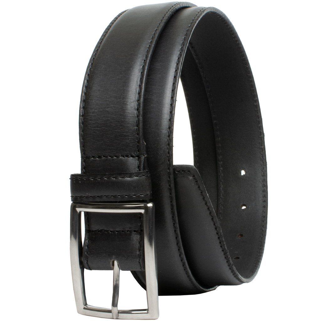 Entrepreneur Titanium Belt (Black) II. Center bar buckle is a thin rectangle with squared corners.